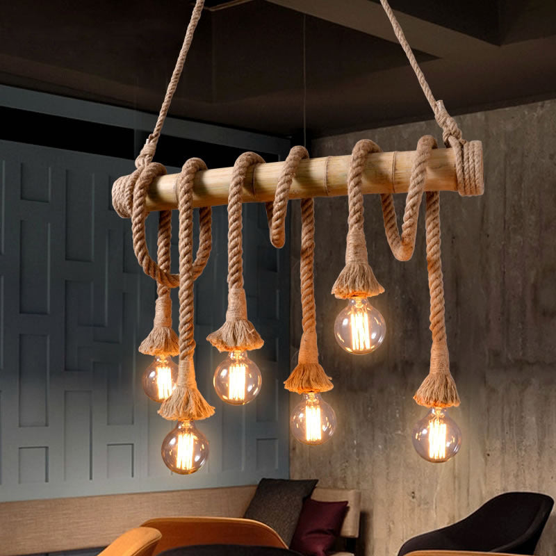 Rustic Rope Lighting Retro Rope Light Fixture – Twisted Industrial Pendant Lamp for Loft or ...