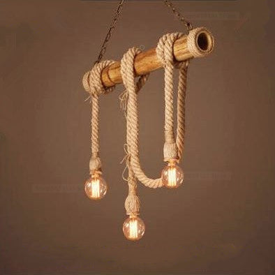Rustic Rope Bulbs Loft Vintage Rope Pendant Lights - Rustic Rope Light Fixture ...