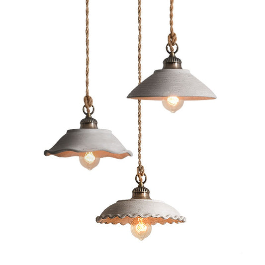 Suspension rétro en béton avec cordon en chanvre