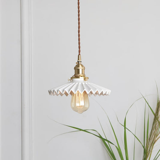 Gold Pleated Brass Pleat Pendant Light