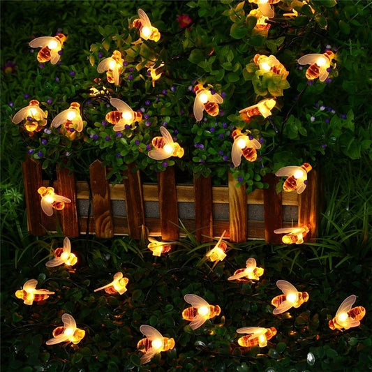 New Solar Happy Bee String LED Lights, 10M 50 LEDs