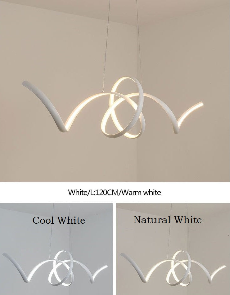 Modern Minimalist Curl LED Metal Chandelier