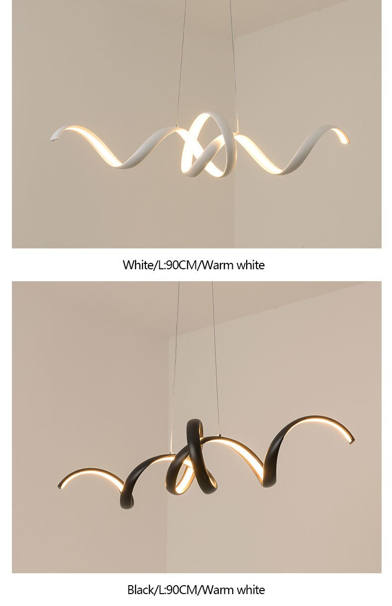 Modern Minimalist Curl LED Metal Chandelier