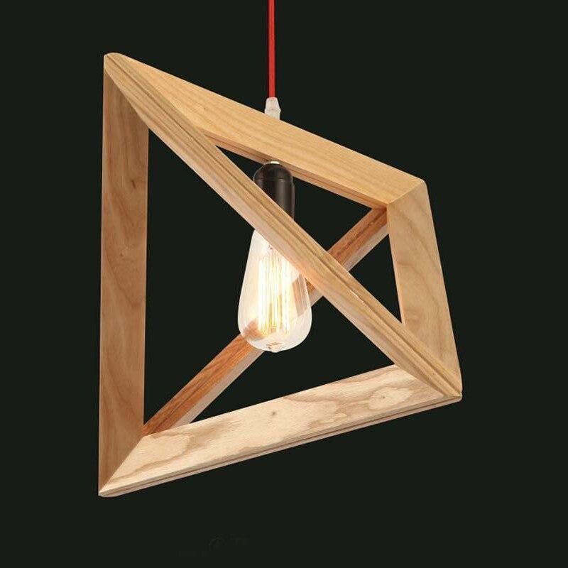 Japanese Wood Triangle Pendant Light