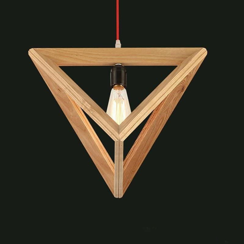 Japanese Wood Triangle Pendant Light