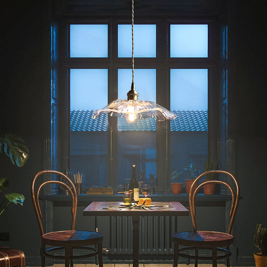 Japanese Water Lily Glass Pendant Light