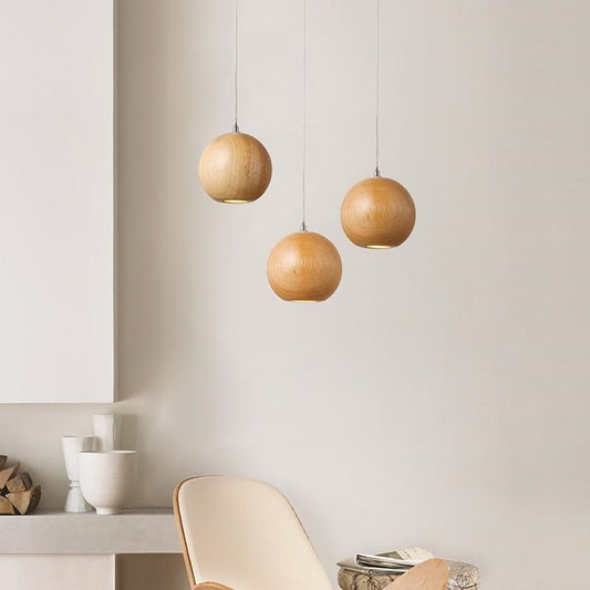 Wood Nordic Minimalist Globe Pendant Light