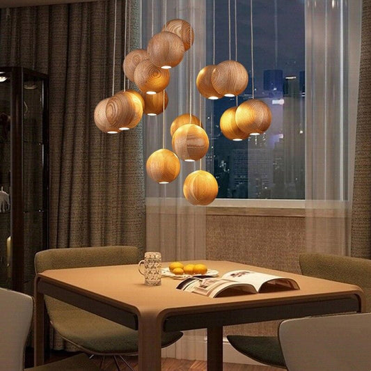 Wood Nordic Minimalist Globe Pendant Light