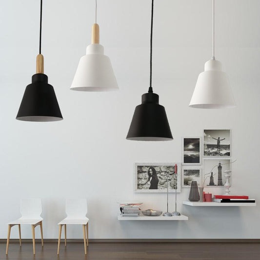 Neutral Color White Black Metal Pendant Light