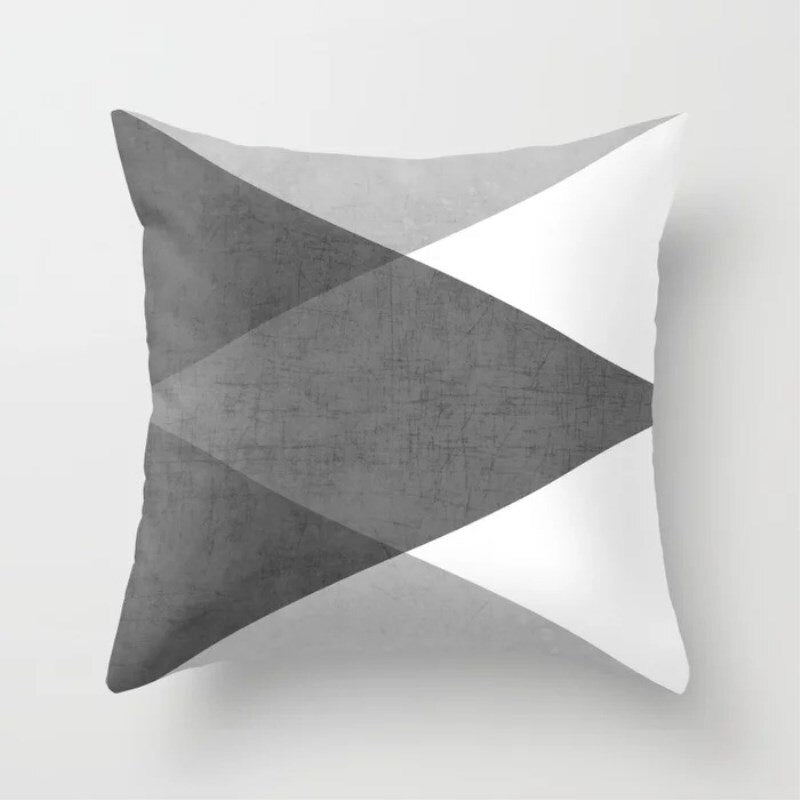 Grayscale Triangle Throw Pillow Case