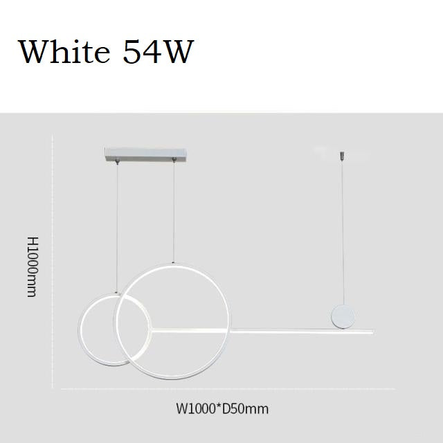 Modern Dual Circle LED Chandelier, Black White Gold