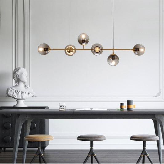 Amber 6 Lights Glass Chandelier
