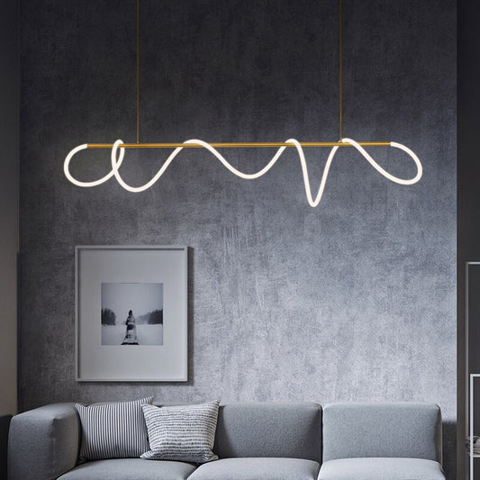 Twisted LED Minimalist Chandelier, Gold