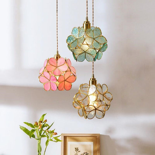 Pink Plumbago Glass Pendant Light