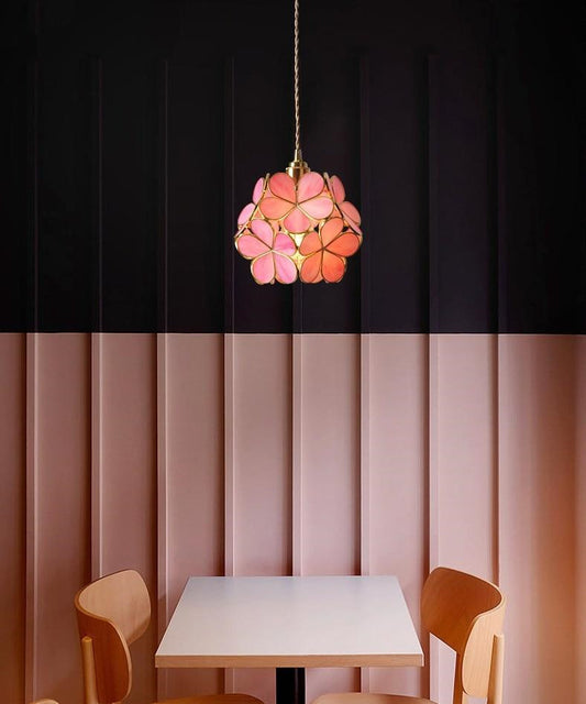 Pink Plumbago Glass Pendant Light