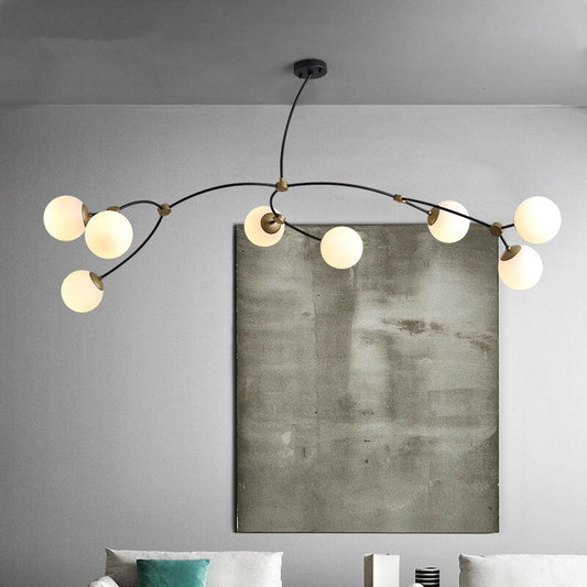 8 Lights Branch Globe Chandelier, Milk White