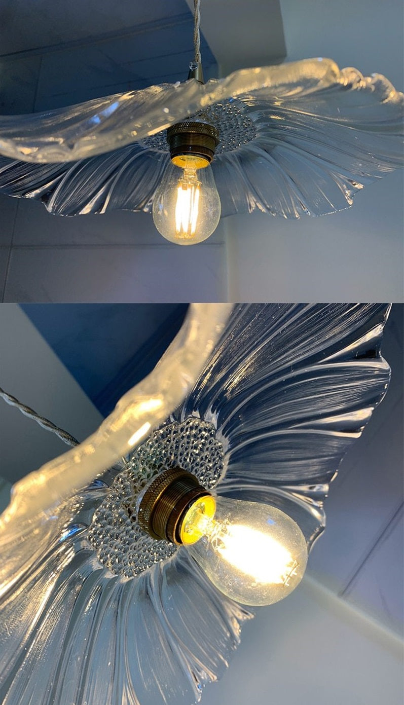 Japanese Water Lily Glass Pendant Light