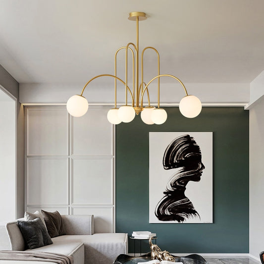 Modern 6 Lights Glass LED Chandelier