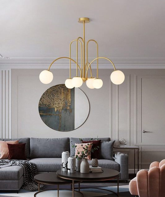 Modern 6 Lights Glass LED Chandelier