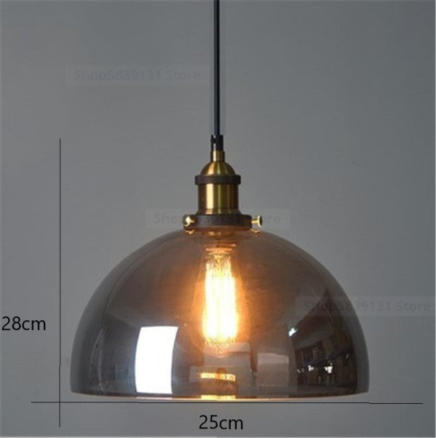 Vintage Amber Dome Pendant Light