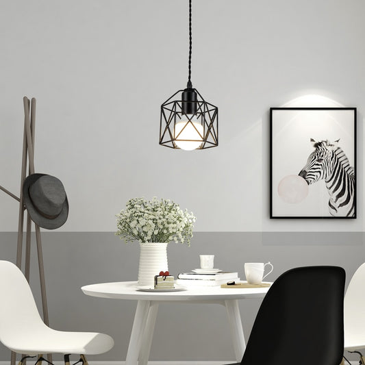 Gold Cube Net Metal Pendant Light