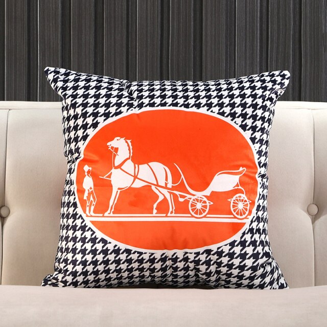 Orange Knight Carriage Velvet Throw Pillow Case