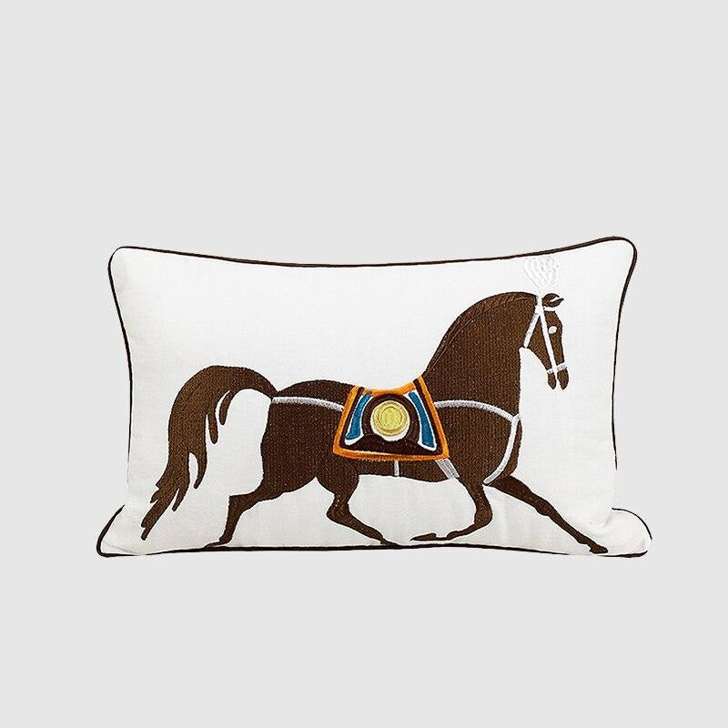 Chic Orange Horse Embroidery Pillow Case, 30x50cm