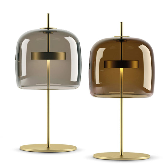 Mid-Century Coffee Glass LED Table Lamp