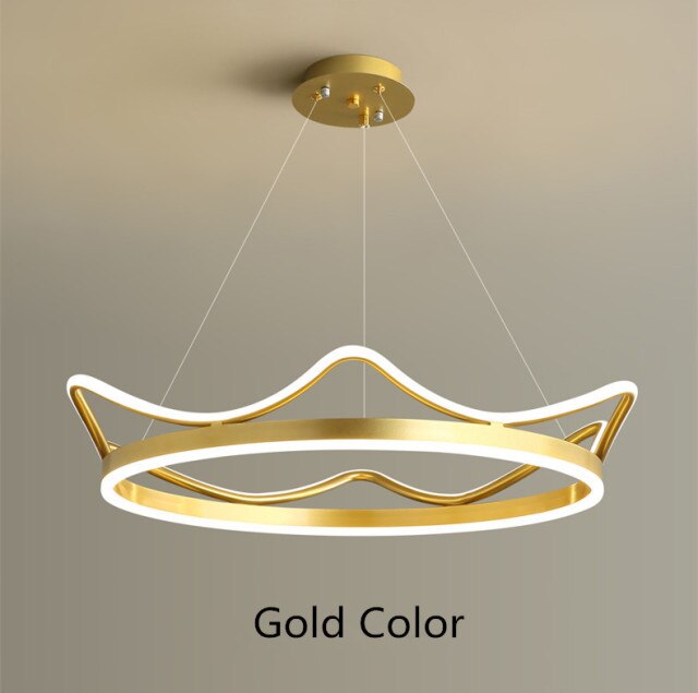 Modern Crown Metal LED Chandelier, Gold