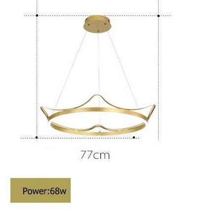 Modern Crown Metal LED Chandelier, Gold