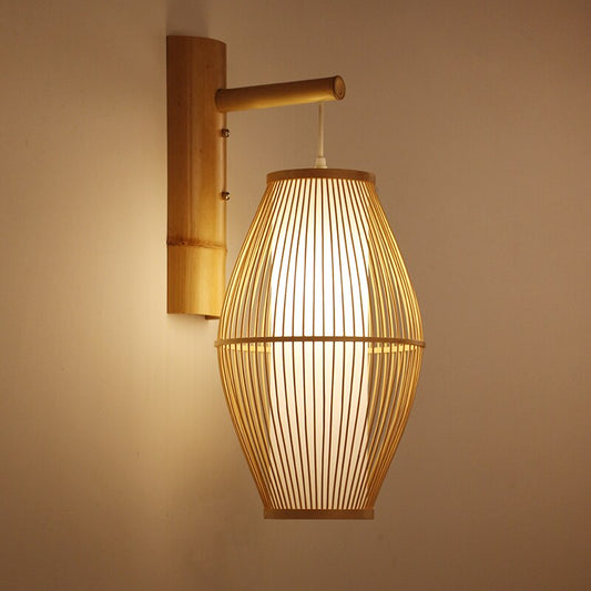 Japaese Cottage Wood Wall Lamp