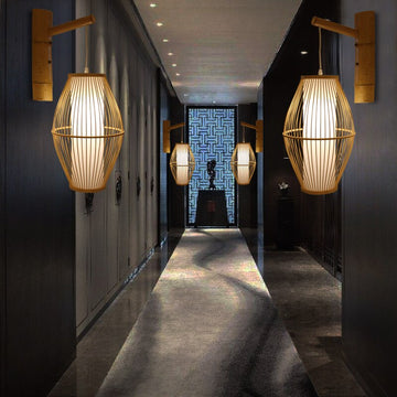 Japanische Wandlampe, Holz Wandleuchte, Bambus Wandleuchte, Boho  Wandleuchte – GabyBerg Design