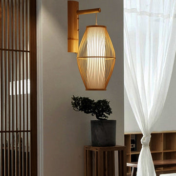 Japanische Wandlampe, Holz Wandleuchte, Bambus Wandleuchte, Boho  Wandleuchte – GabyBerg Design