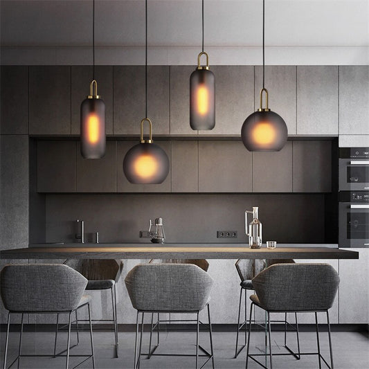 Luxury Penthouse Frosted Pendant Light Grey