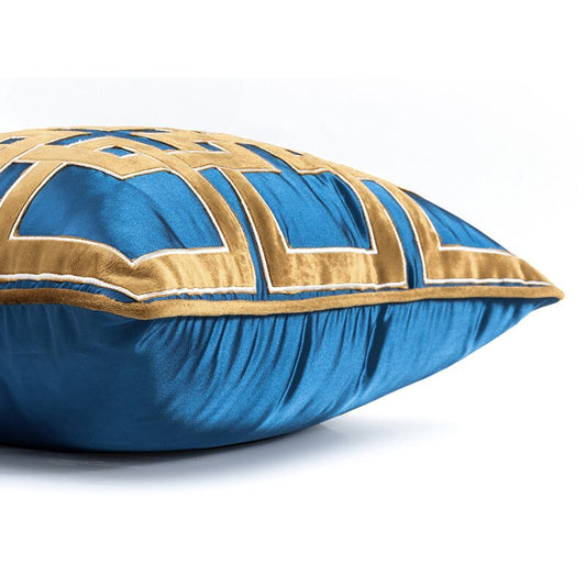 High-End Geometric Embroidery Throw Pillow Case, Gold Blue