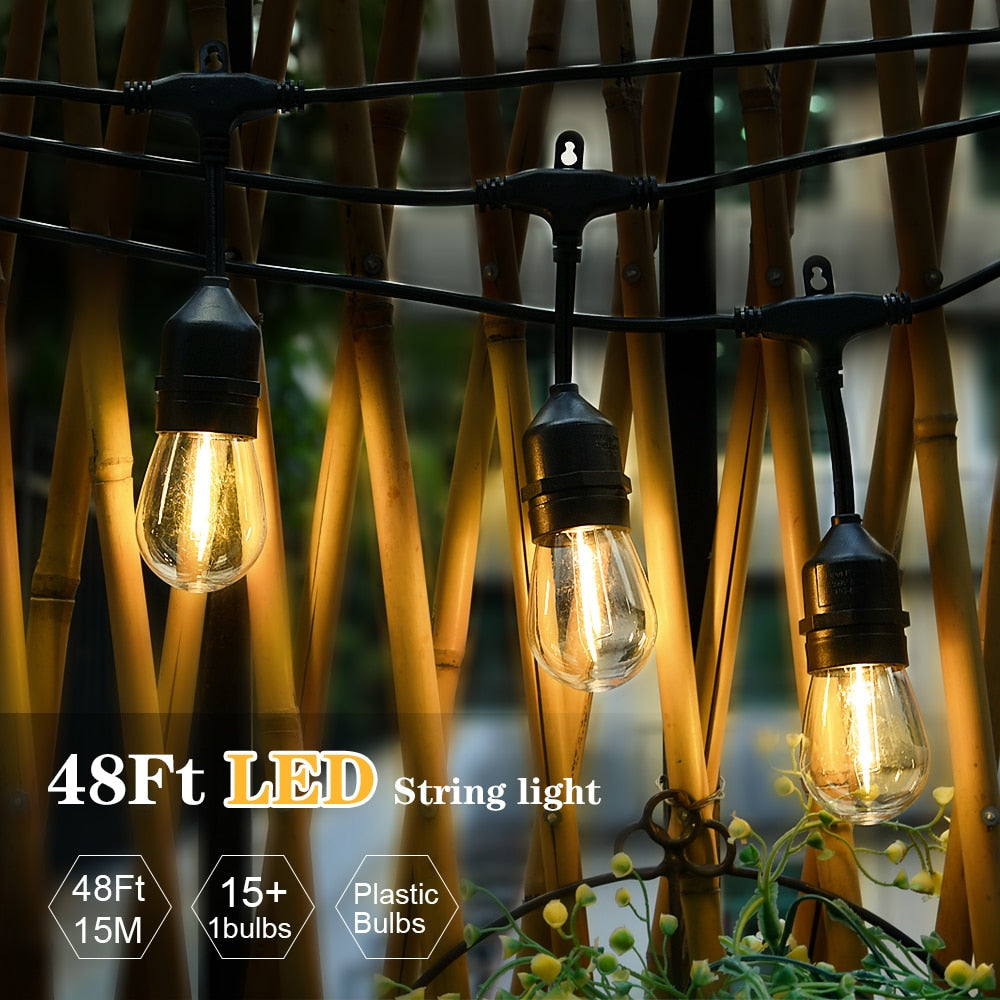 48FT LED Outdoor String Lights
