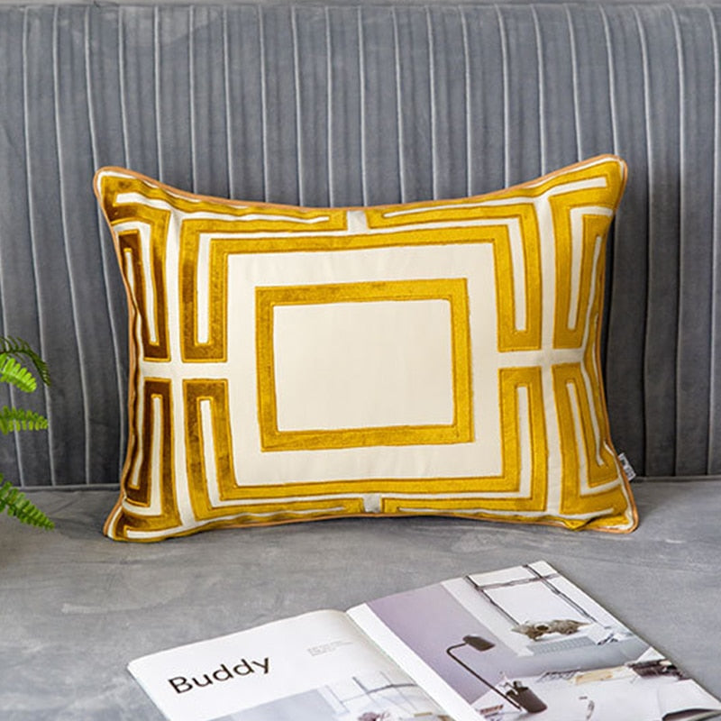 Chic Gold Geometry Lumbar Pillow Case