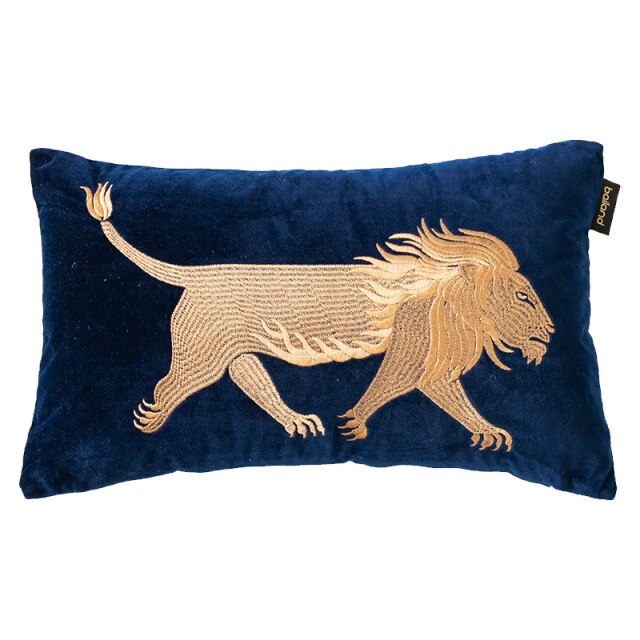 Strong Lion Bronzing Embroidery Pillow Case