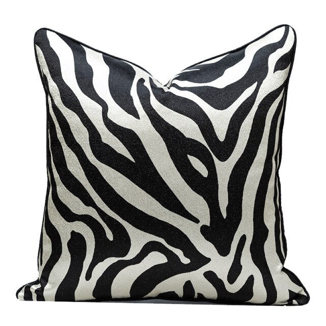 Zebra Striped Throw Pillow Case, Black and White
