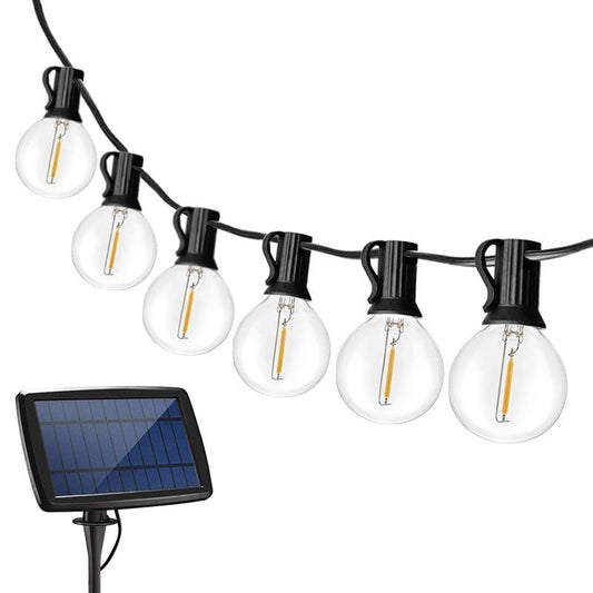 G40 Solar Strings LED Lights with Bulbs, USB Rechargeable