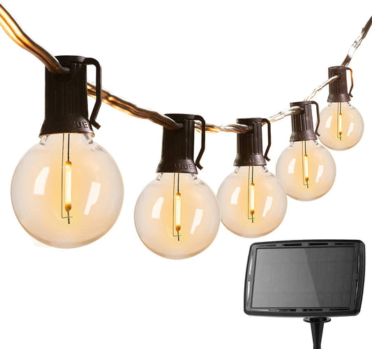 G40 Solar Strings LED Lights with Bulbs, USB Rechargeable
