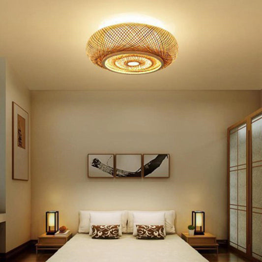 Japanese Cottage Bamboo Flush Mount Light