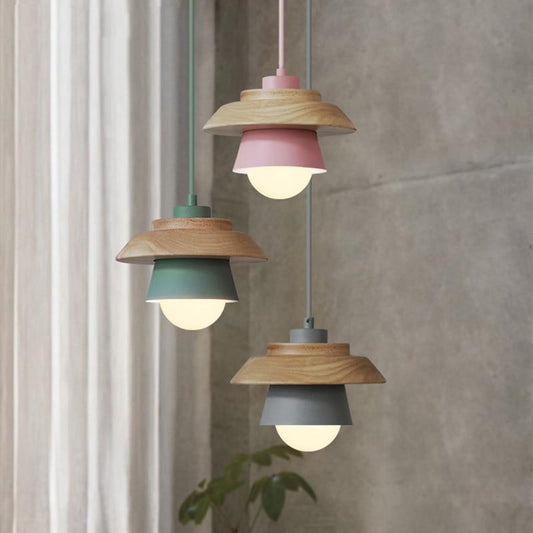 Vintage Macaron Wood Pendant Light