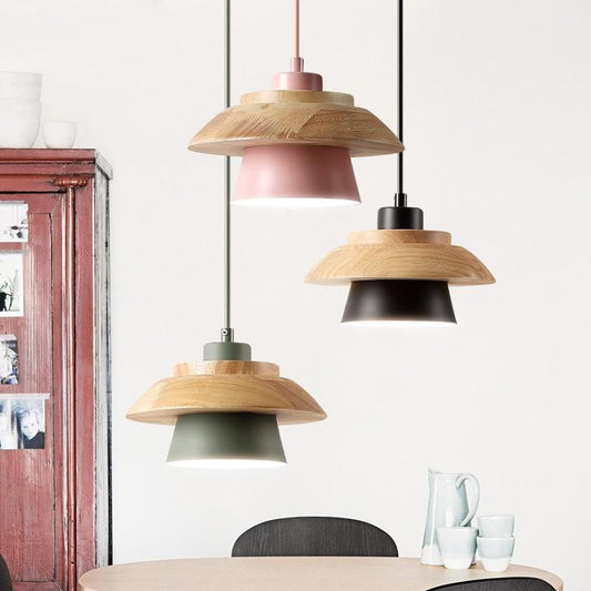 Vintage Macaron Wood Pendant Light