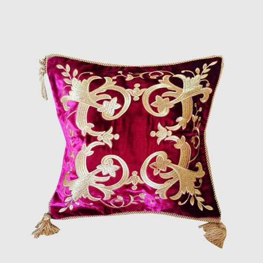 European Velvet Embroidery Petunias Pillow Case