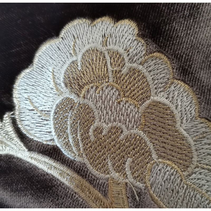 European Velvet Embroidery Petunias Pillow Case