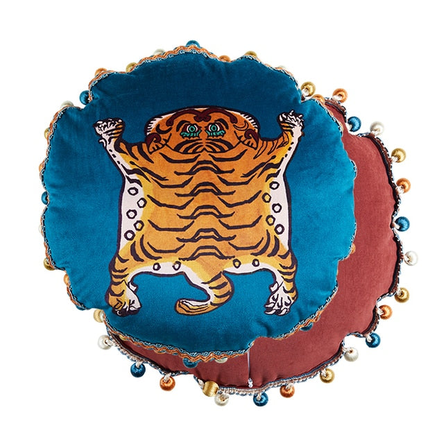 Round Tiger Throw Pillow Case