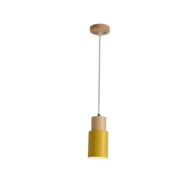 Wood Macaron Cylinder Pendant Light