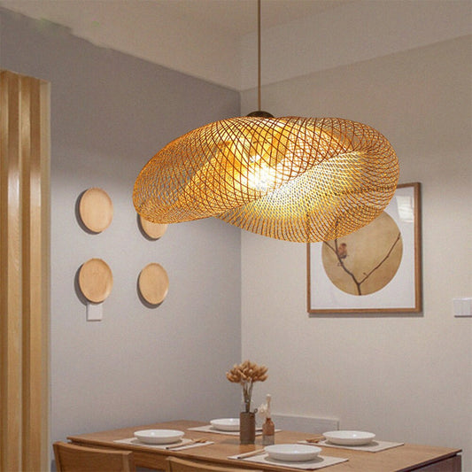 Japanese Vintage Hand-Made Bamboo Pendant Light