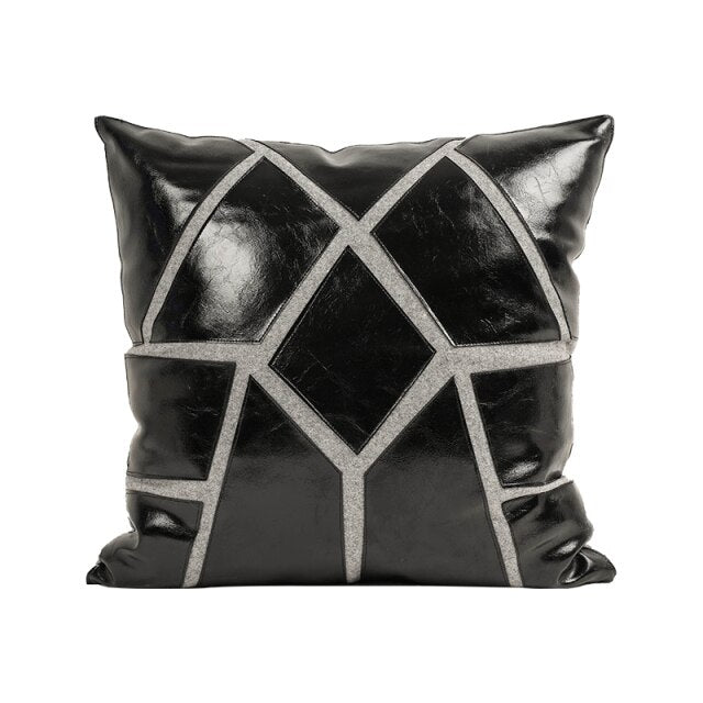 Link Chain Leather and Metal Throw Pillow Case